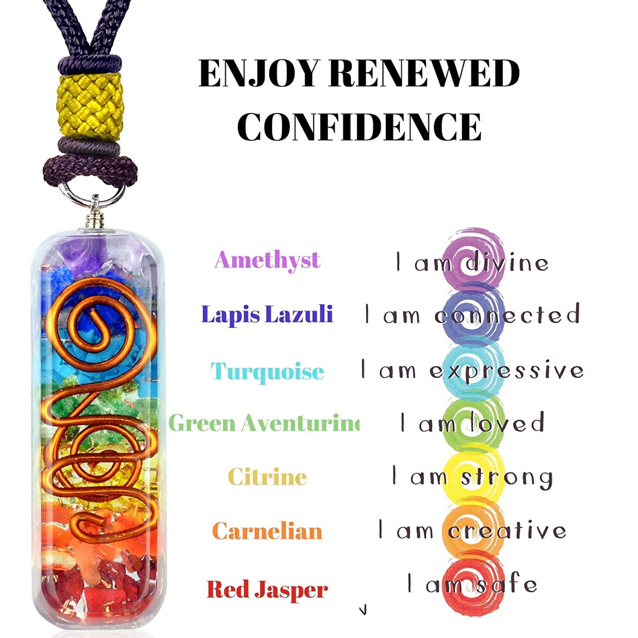 7 Chakra Crystal Healing Orgone Pendant